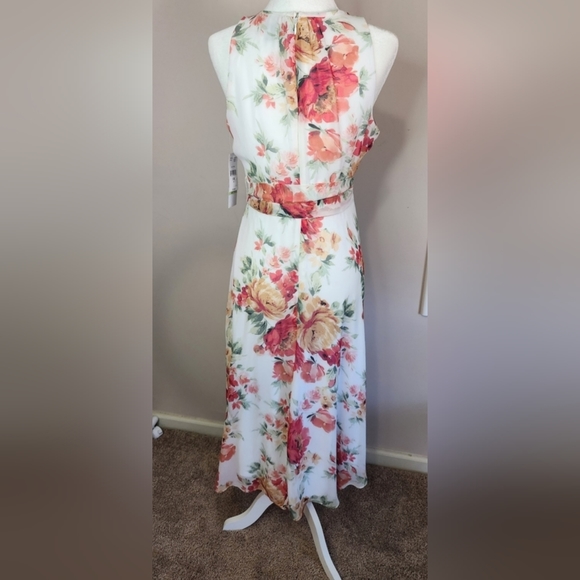R&K Wedding guest Peach Floral Shift Maxi Dress Sleeveless Size 4💕 - Picture 2 of 10